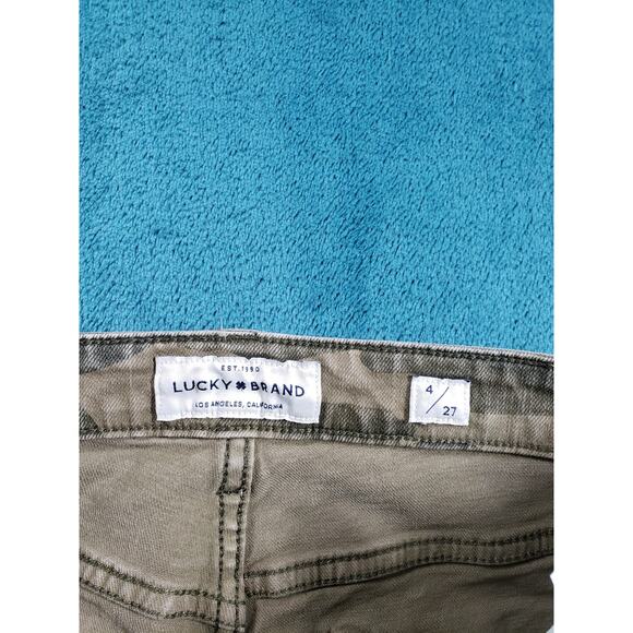 Lucky Brand Jeans Sz 4 Womens Green Camouflaged Stretch Pants Bridgette Crop - Picture 3 of 14